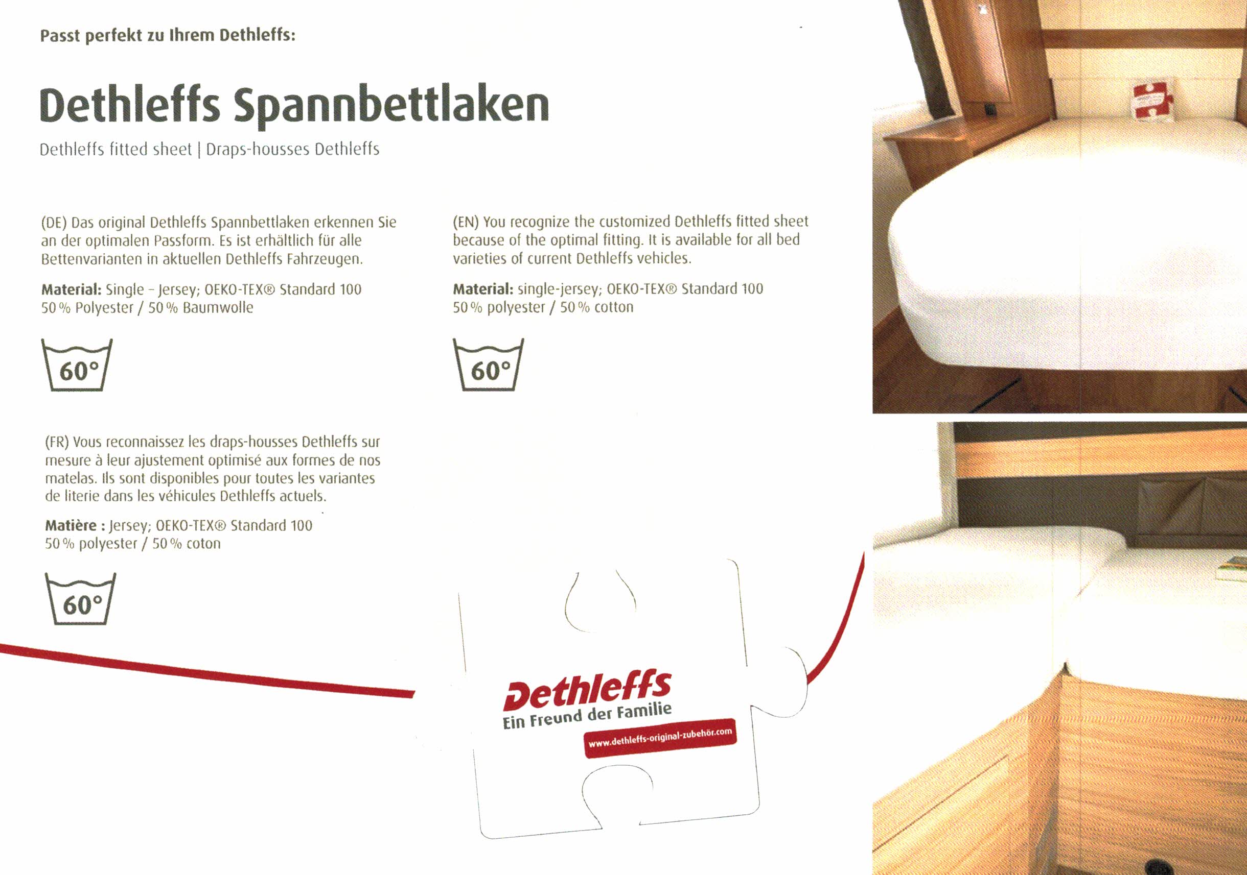 Dethleffs Spannbetttuch - Camper 460 EL - 162 x 600 x 388 mm - Zusatzpolster oben